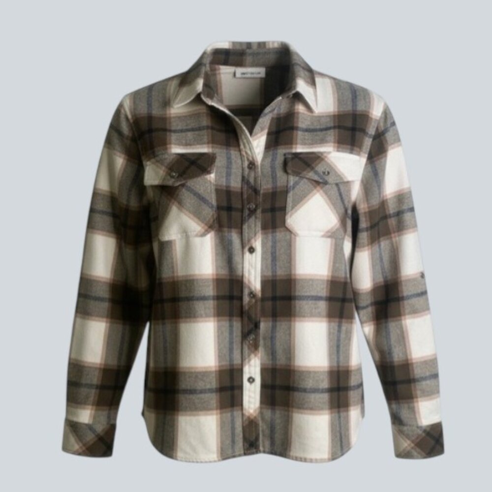 Hester & Orchard Women's Button-up Olive Plaid Shirt/Jacket - Size XL - Picture 1 of 8